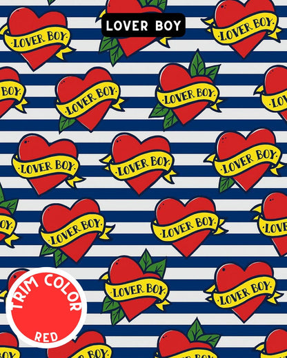 Lover Boy Dog Pajama with Red Neck & Trim/Sleeves