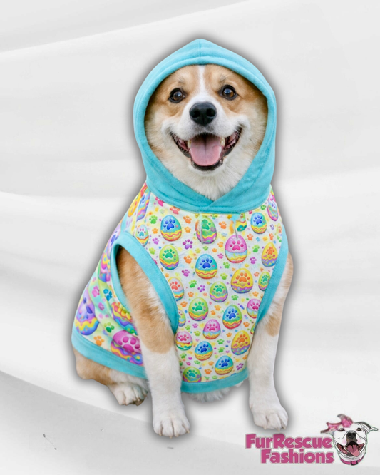 Pawprint Egg Hunt Pajama with Aqua Neck & Trim/Sleeves