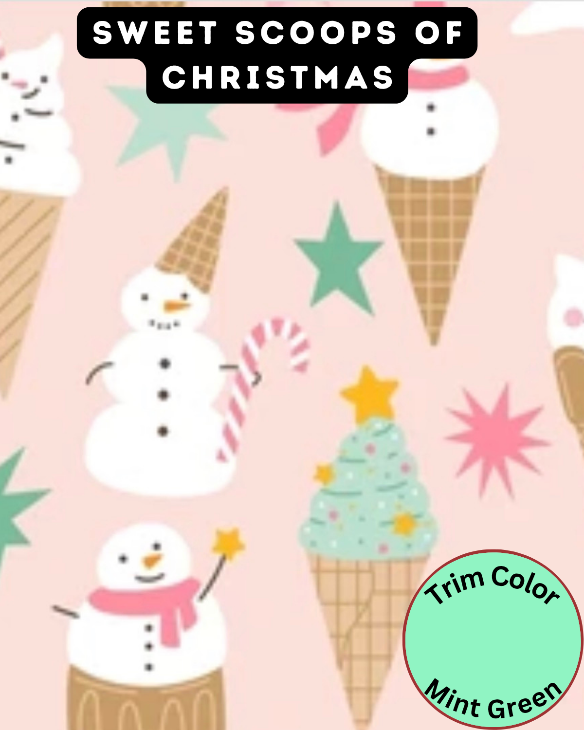 Sweet Scoops of Christmas - Dog Pajama with Mint Green Neck & Trim/Sleeves
