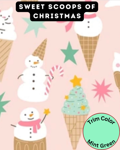 Sweet Scoops of Christmas - Dog Pajama with Mint Green Neck & Trim/Sleeves