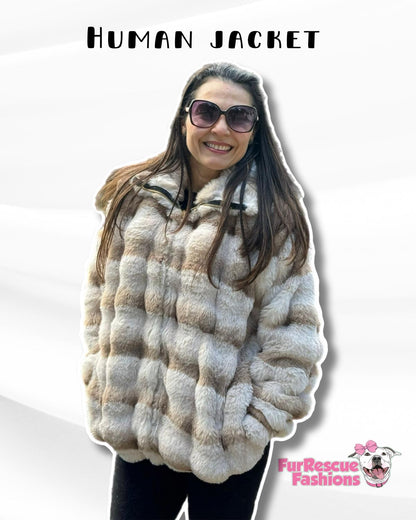 Latte Matching Glam Furry Human Jacket or Vest