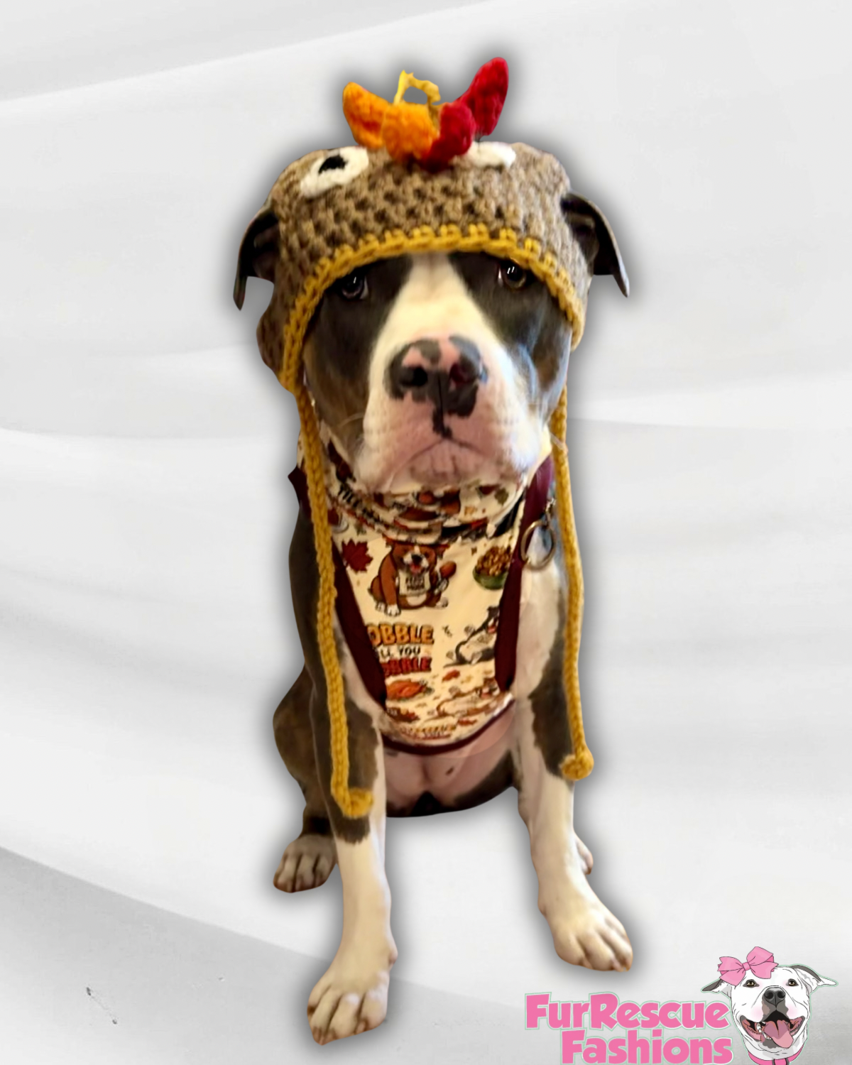 Gobble Till You Wobble - Dog Pajama with Burgundy Neck & Trim/Sleeves