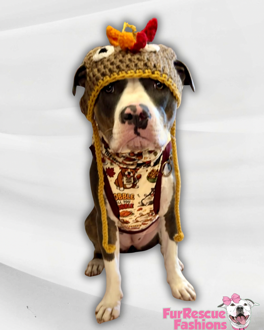 Gobble Till You Wobble - Dog Pajama with Burgundy Neck & Trim/Sleeves