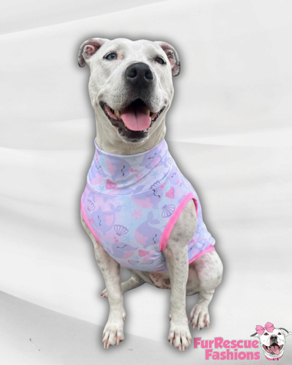 Cotton Candy Narwhals - Dog Pajama with Pink Neck & Trim/Sleeves
