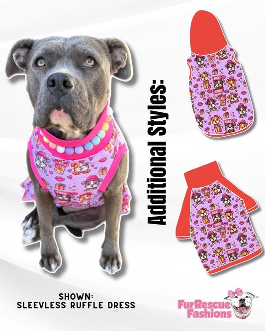 Get Your Free Kisses - Dog Pajama with Red Neck & Trim/Sleeves