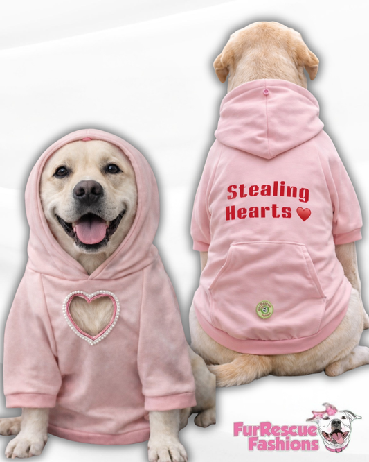Stealing Hearts Pearl Peek-A-Boo Dog Hoodie – Soft Embroidered Cozy Pup Sweatshirt
