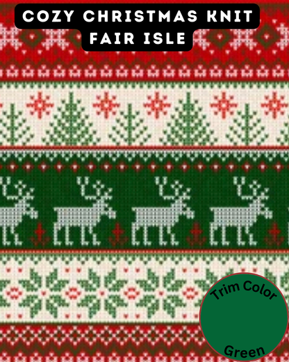 Cozy Christmas Knit Fair Isle - Dog Pajama with Green Neck & Trim/Sleeves
