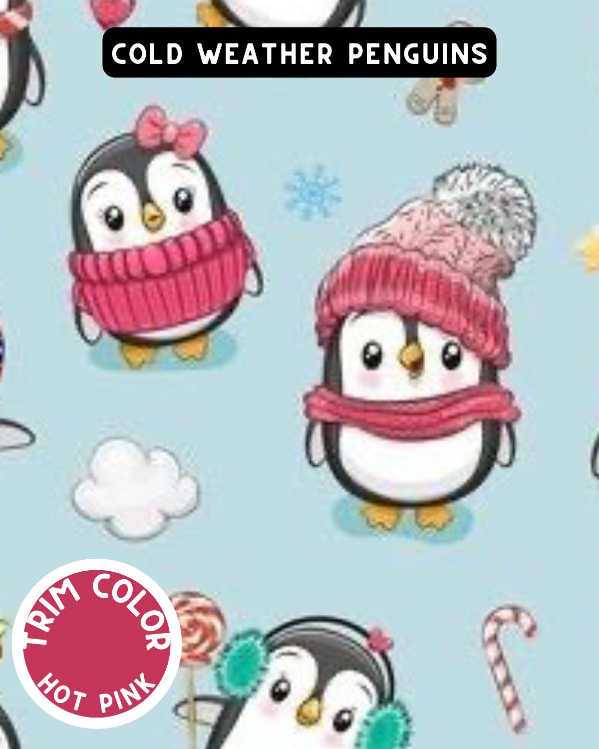 Cold Weather Penguins Dog Pajama with Red Neck & Trim/Sleeves