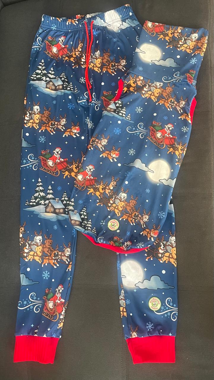 Sleighing All Day - Dog Pajama with Red Neck & Trim/Sleeves