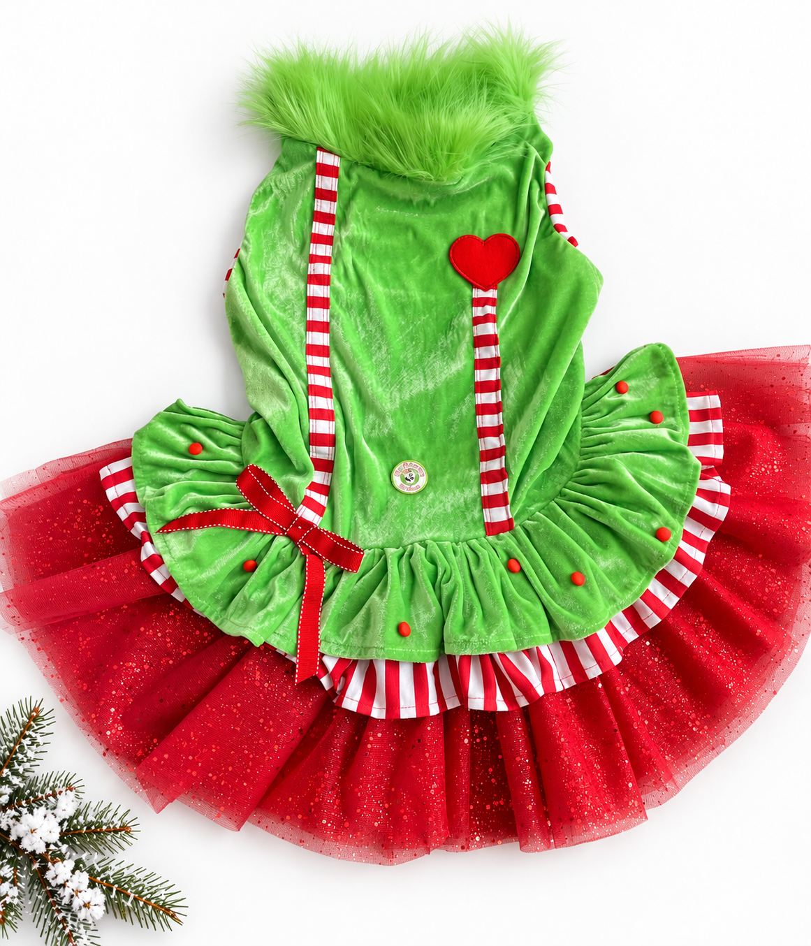 Merry Little Mischief Couture Christmas Dog Dress & Hat