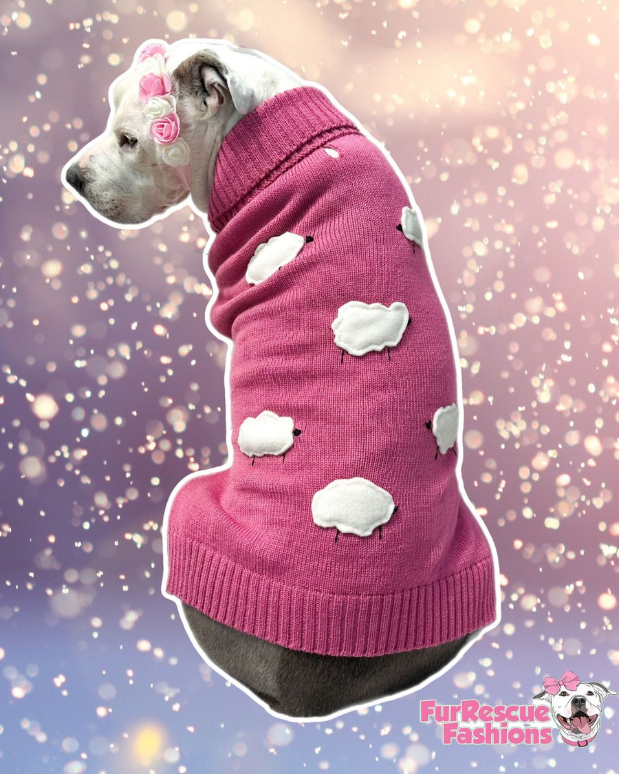 Counting Sheep Bright Rose Pink Knit Dog Vest