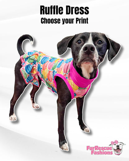 2025 Valentines Dog Dress With Ruffle / With Sleeves or Sleeveless (Available in any pattern)