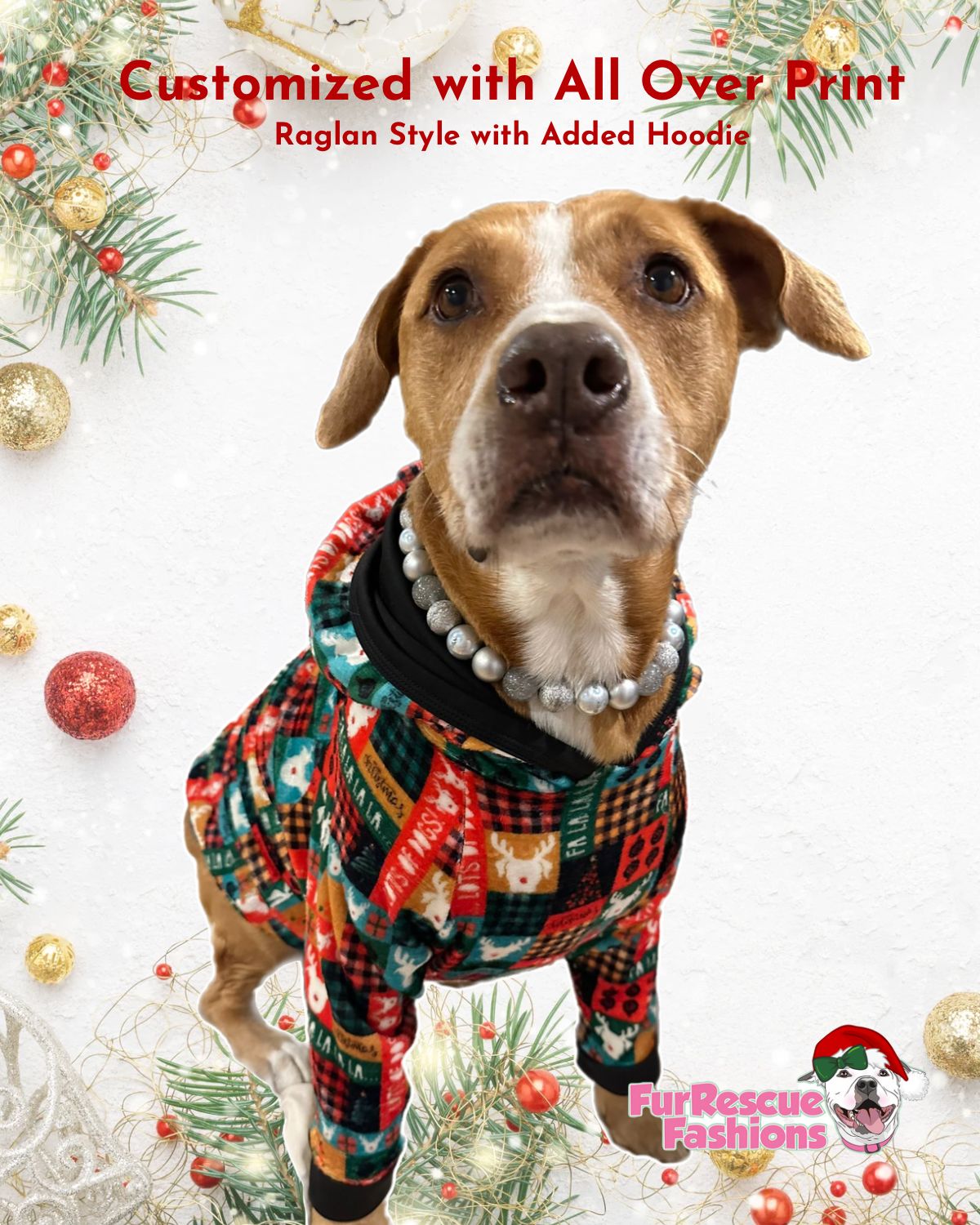 Fa La La La Buffalo Print - PAWjama with Black Neck & Trim/Sleeves