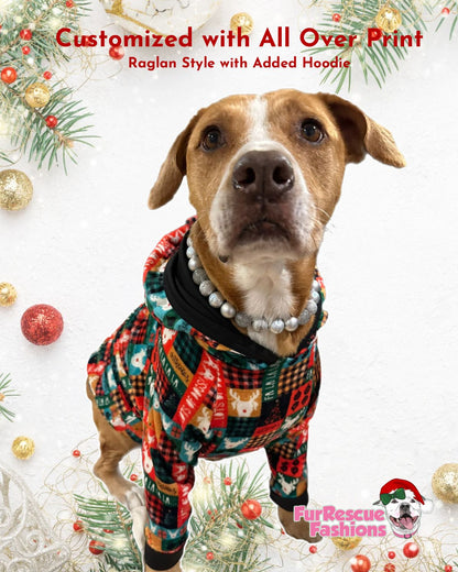 Fa La La La Buffalo Print - PAWjama with Black Neck & Trim/Sleeves