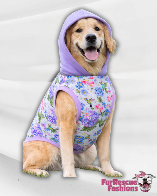 Hummingbird Paradise Pajama with Lavender Neck & Trim/Sleeves