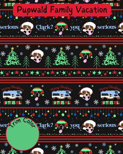 Pupwald Family Vacation - PAWjama with Green Neck & Trim/Sleeves