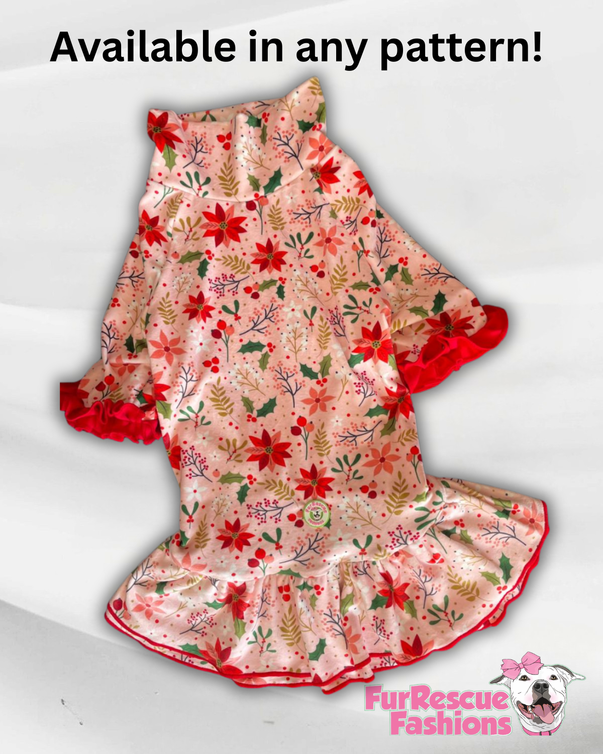 2026 Christmas in July Dog Dress With Ruffle / With Sleeves or Sleeveless (Available in any pattern)