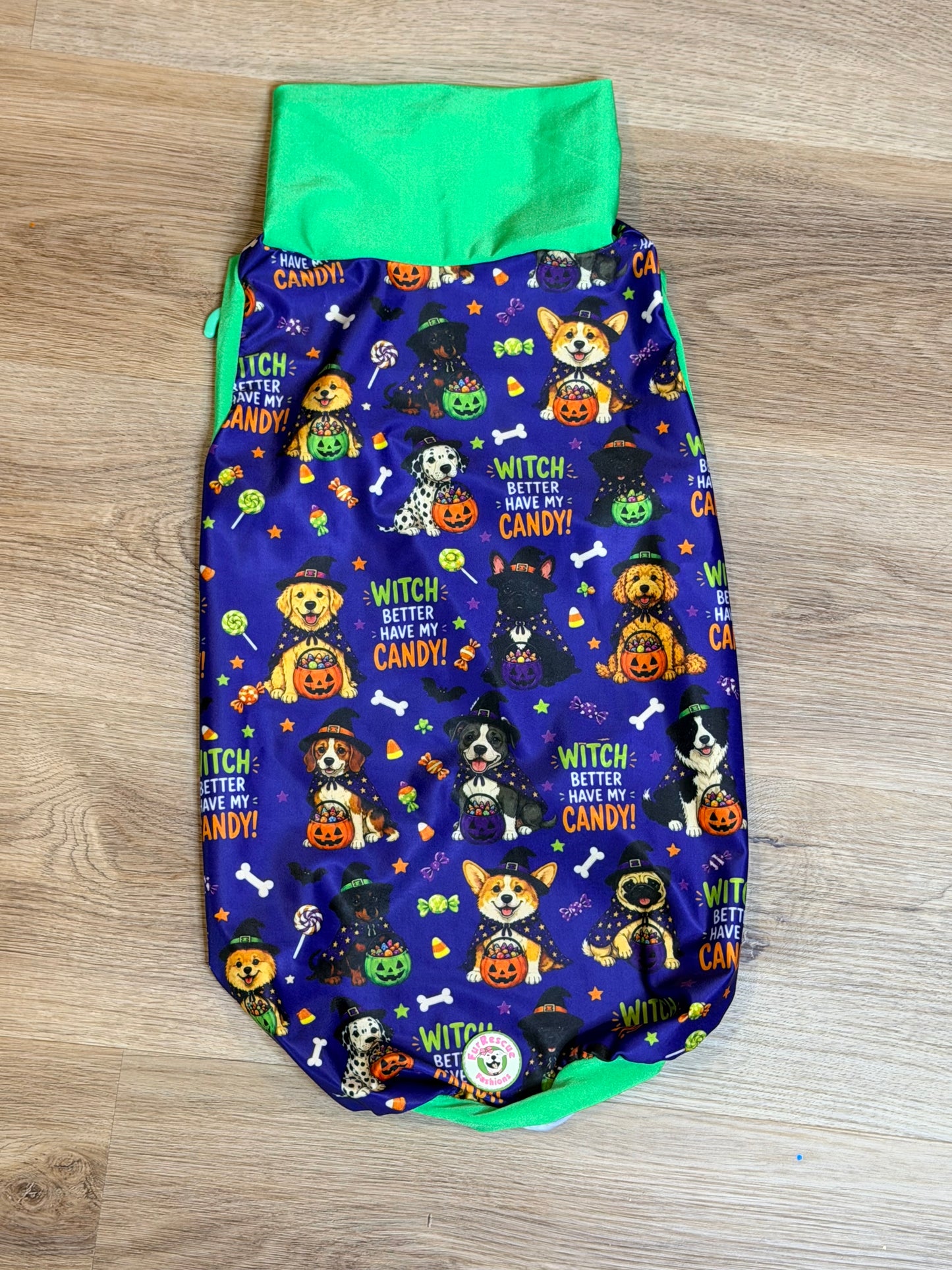 Witch Better Have My Candy - Dog Pajama with Green or Orange Neck & Trim/Sleeves