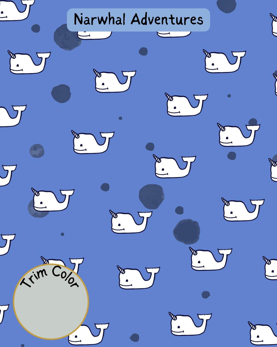 Narwhal Adventures - PAWjama with Grey Neck & Trim/Sleeves