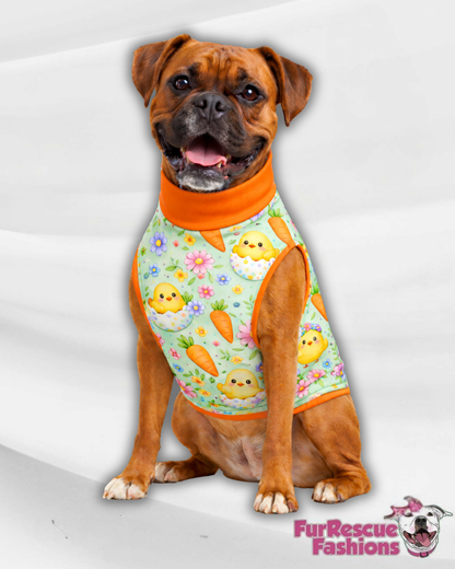 Blooming Chick Dog Pajama with Orange Neck & Trim/Sleeves