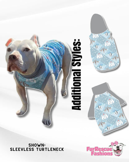 Snowy Tail Trails - Dog Pajama with Grey Neck & Trim/Sleeves