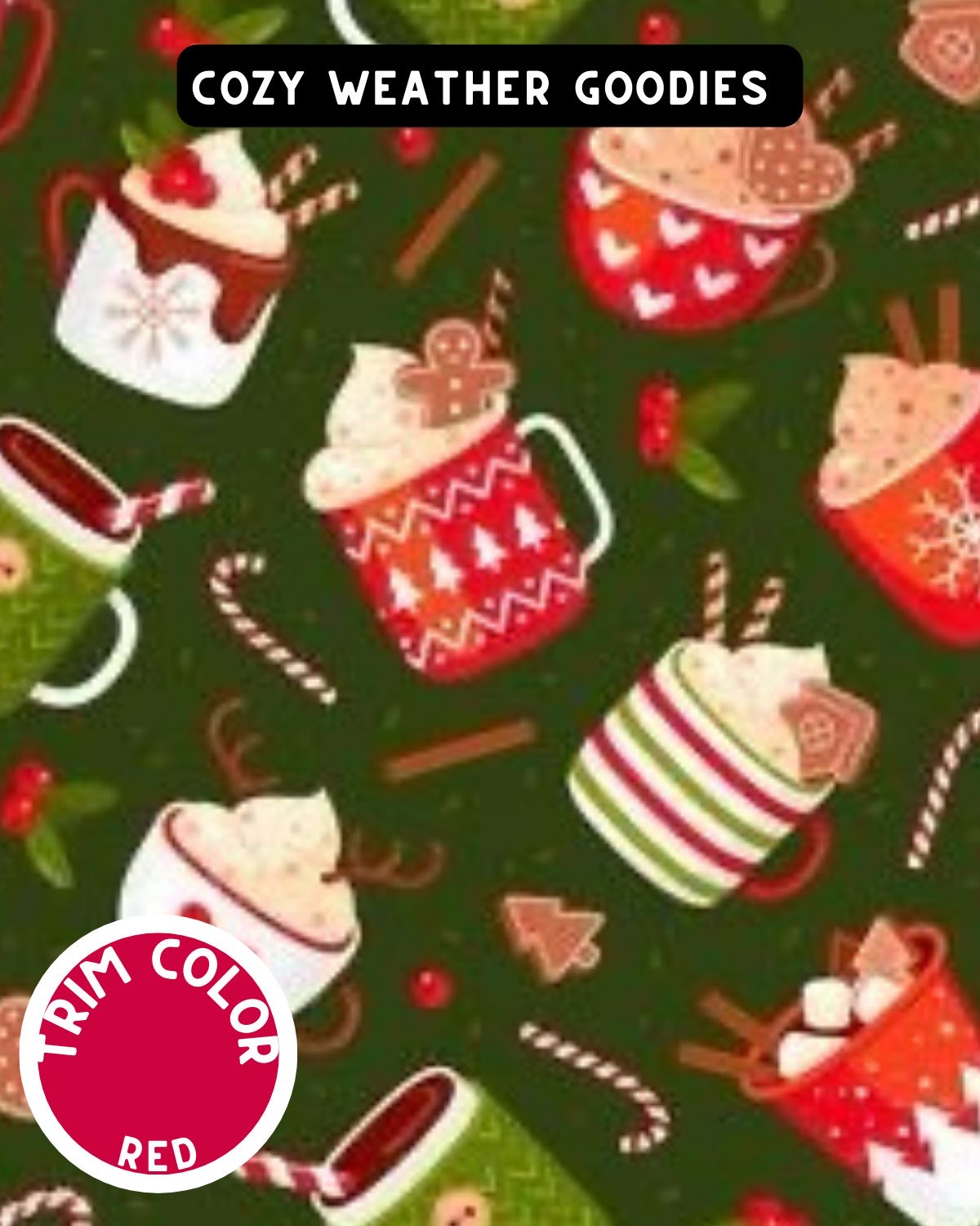 Cozy Weather Goodies Dog Pajama with Red Neck & Trim/Sleeves