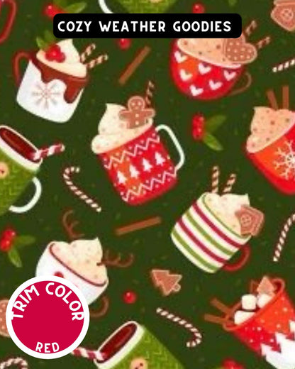 Cozy Weather Goodies Dog Pajama with Red Neck & Trim/Sleeves