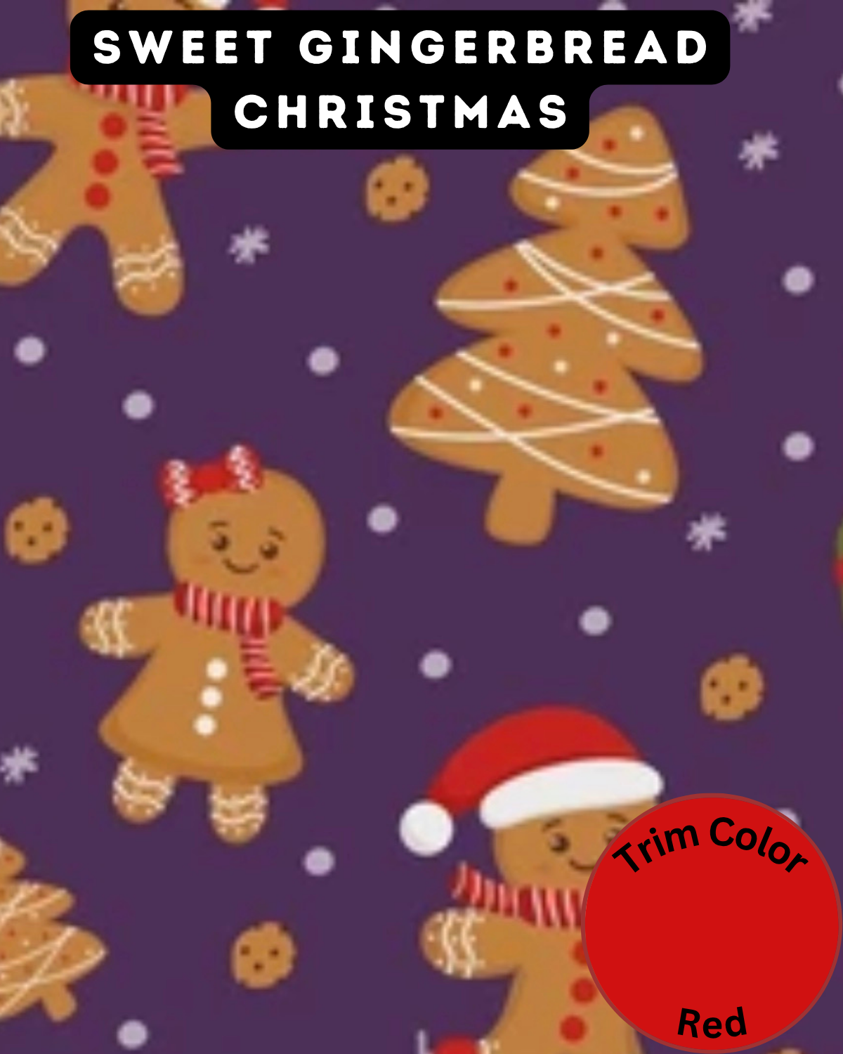 Sweet Gingerbread Christmas - Dog Pajama with Red Neck & Trim/Sleeves
