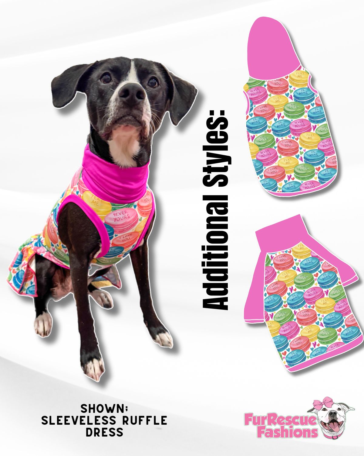 Sweet Macaron - Dog Pajama with Pink OR Aqua Neck & Trim/Sleeves