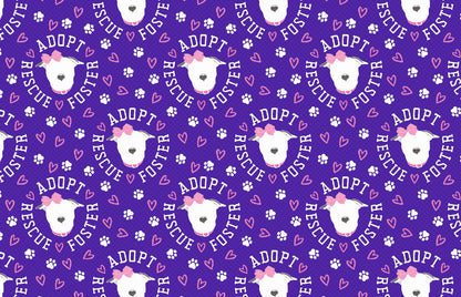 Rescue, Foster Adopt Purple - Dog Pajama with Silver or Pink Neck & Trim/Sleeves