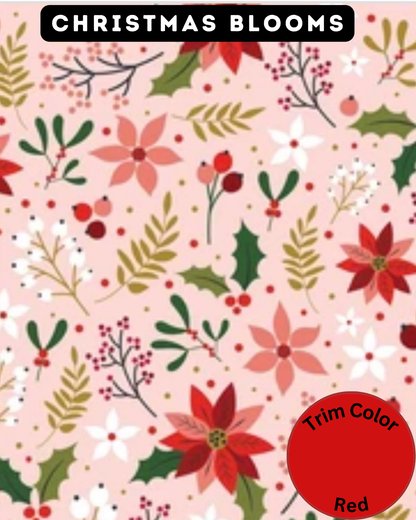 Christmas Blooms - Dog Pajama with Red Neck & Trim/Sleeves
