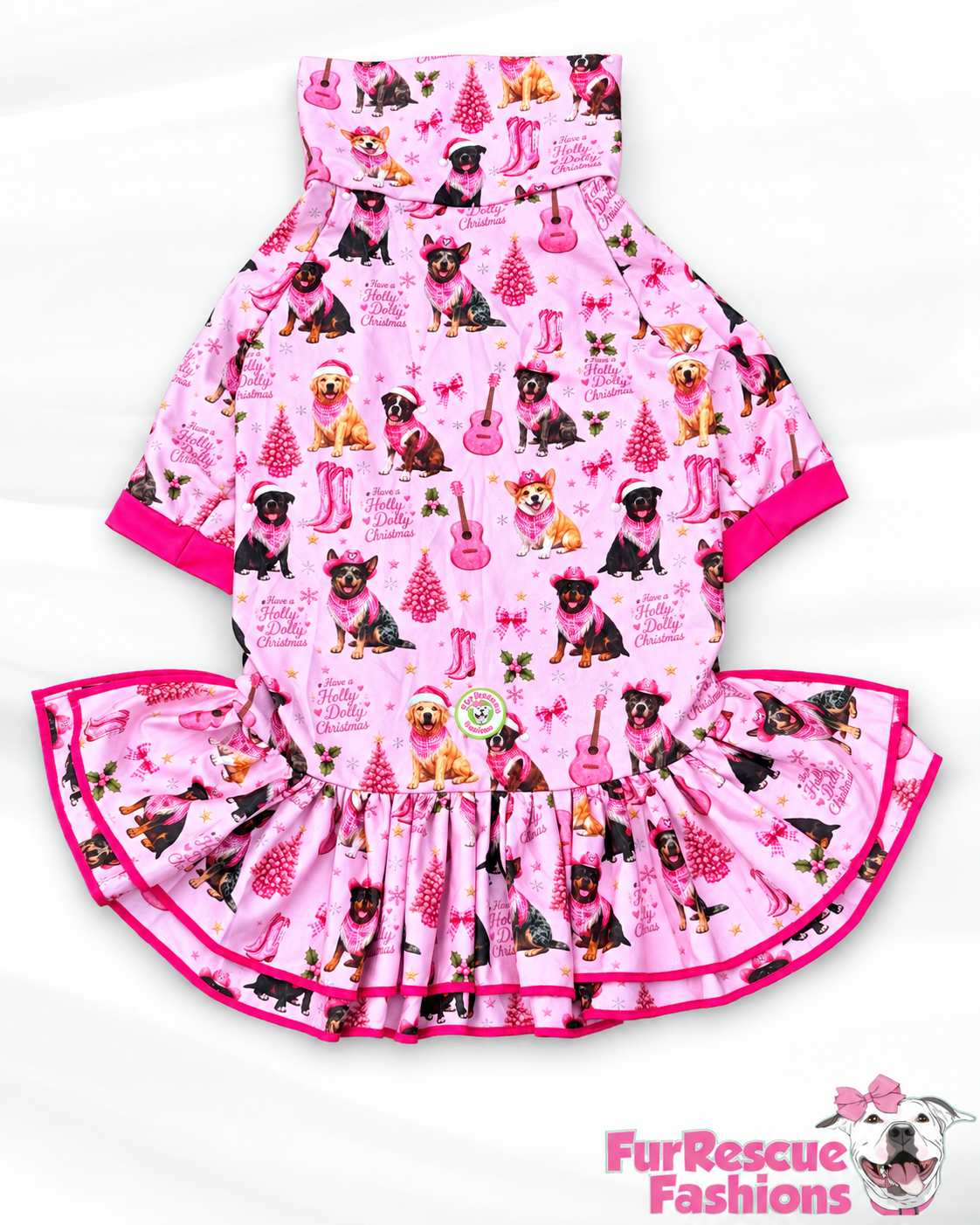 2026 Christmas Dog Dress With Ruffle / With Sleeves or Sleeveless (Available in any pattern)