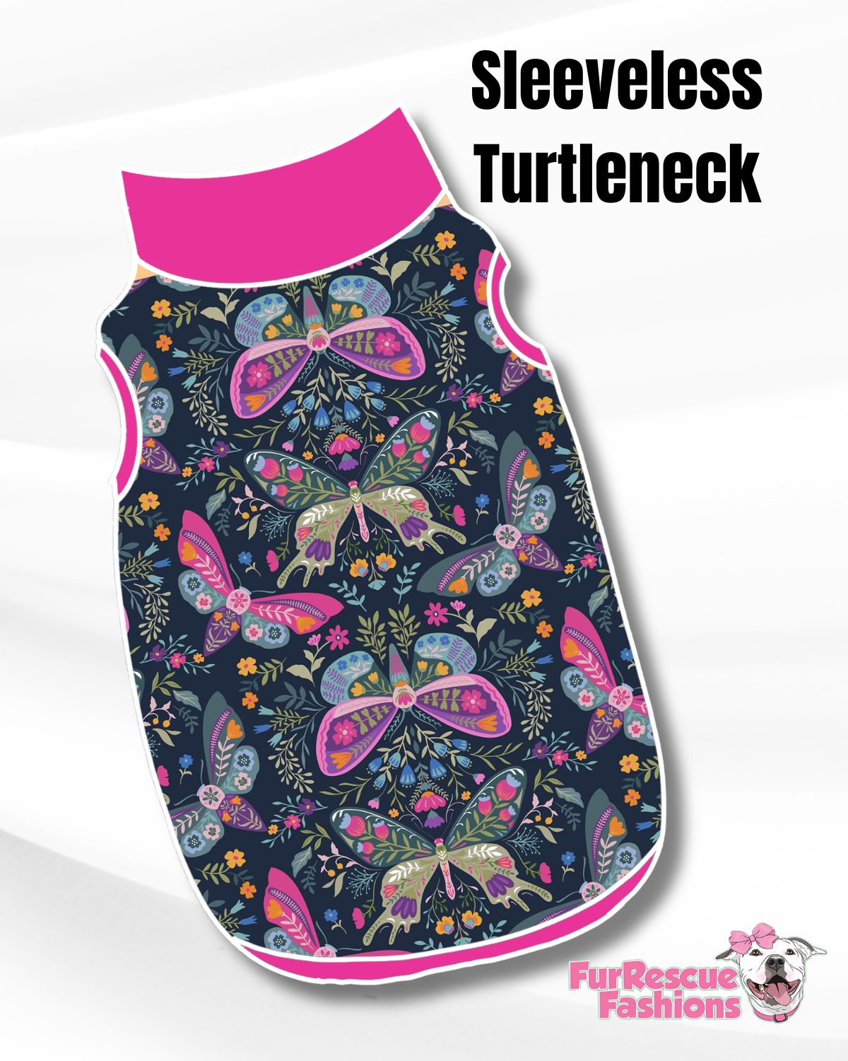 Butterfly Garden Pajama with Hot Pink  Neck & Trim/Sleeves