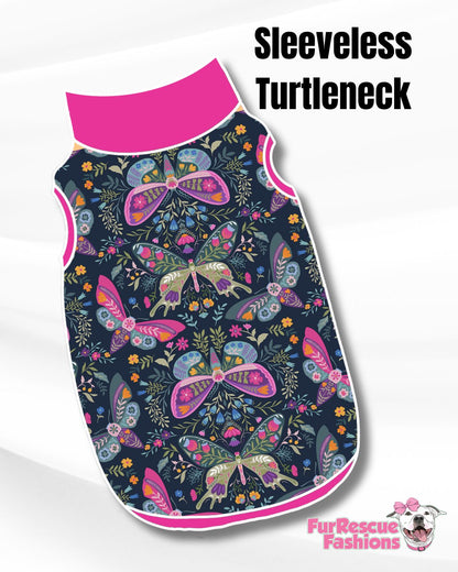 Butterfly Garden Pajama with Hot Pink  Neck & Trim/Sleeves