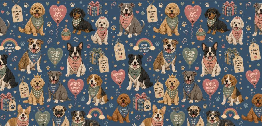 All Breeds Gotcha Day - Dog Pajama with Gold Neck & Trim/Sleeves