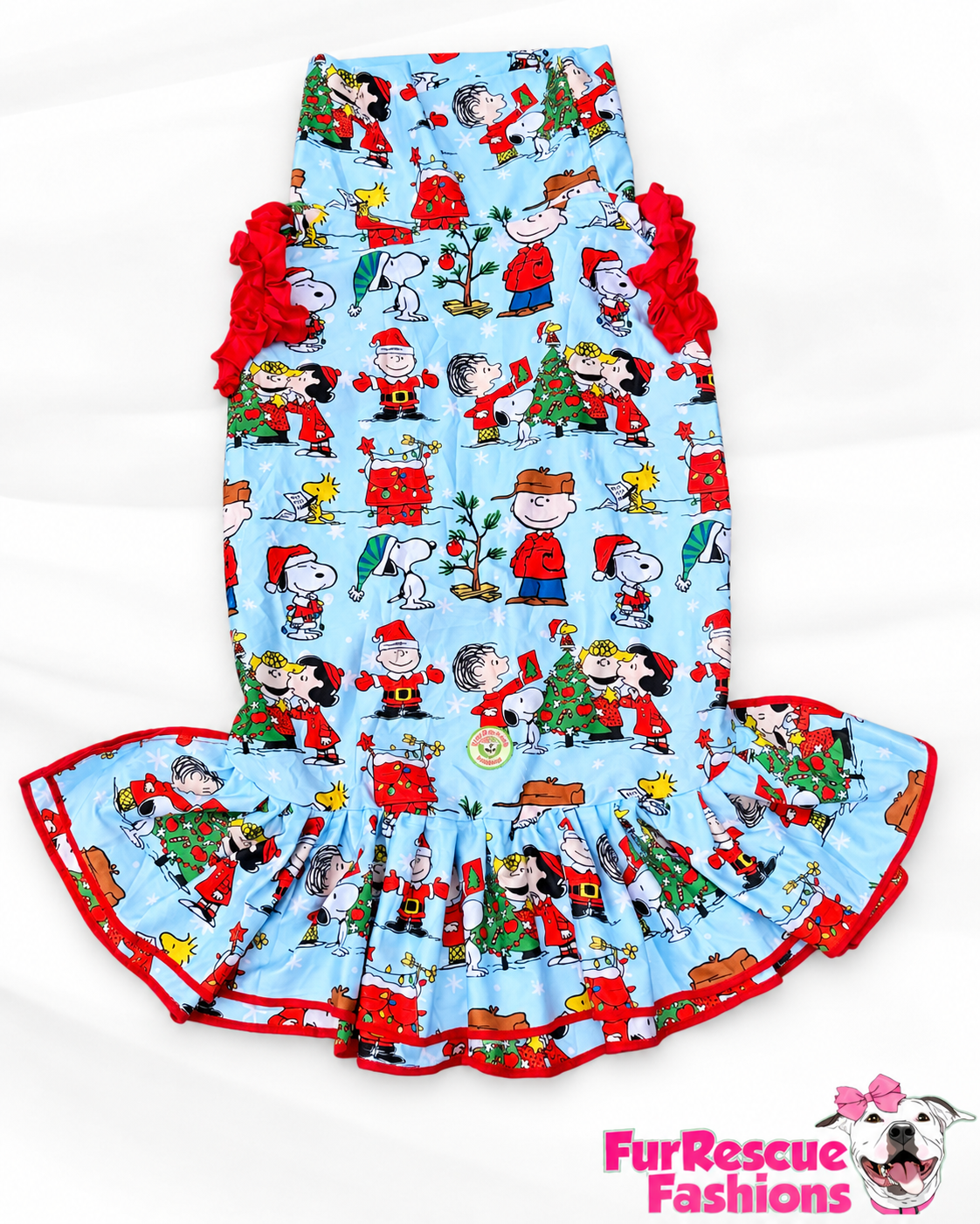 Snoopy & Friends Christmas - Dog Pajama with Red Neck & Trim/Sleeves