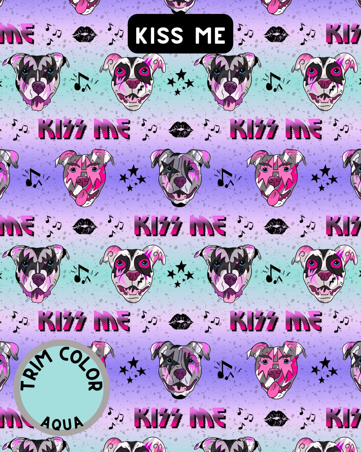 Kiss Me - Dog Pajama with Mint Neck & Trim/Sleeves