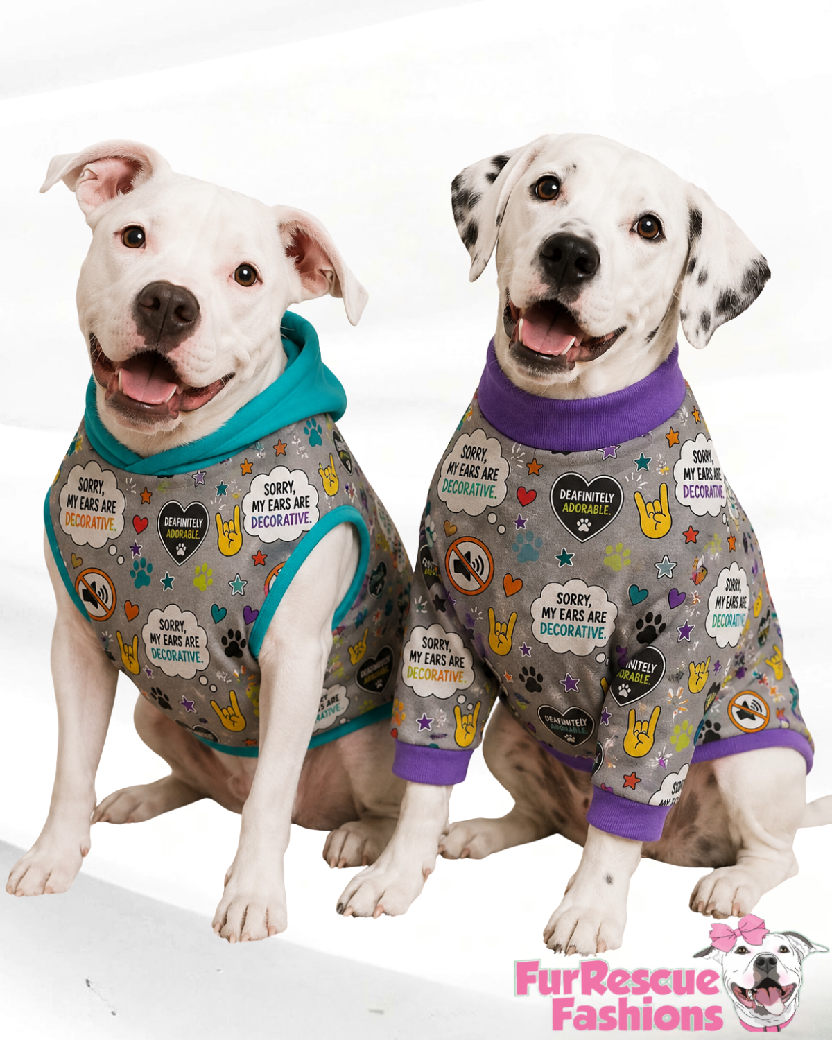 Sorry My Ears Are Decorative - Dog Pajama with Purple or Aqua Neck & Trim/Sleeves