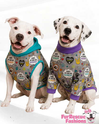 Sorry My Ears Are Decorative - Dog Pajama with Purple or Aqua Neck & Trim/Sleeves