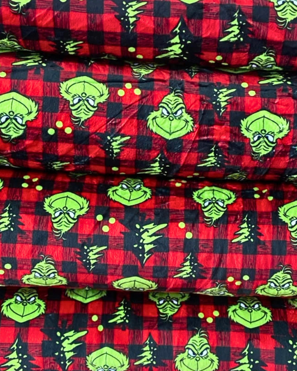 Merry Grinchmas Buffalo Plaid Ultra-Luxe - Dog Pajama with Green Neck & Trim/Sleeves