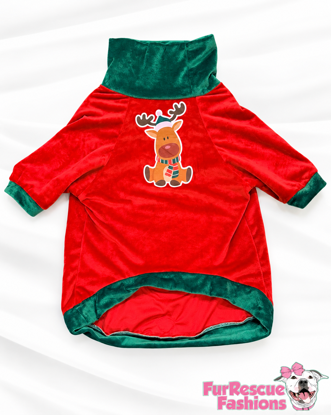 Rudolph’s Cozy Christmas Dog Shirt — Holly Red