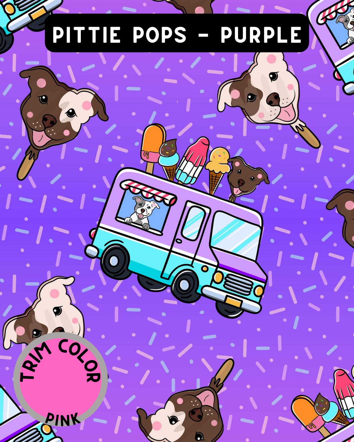 Pittie Pops & Ice Cream Truck  - Purple Dog Pajama with Pink Trim