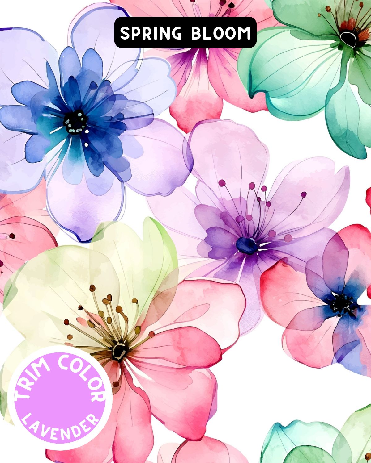 Spring Bloom Flowers Pajama with Lavender Neck & Trim/Sleeves