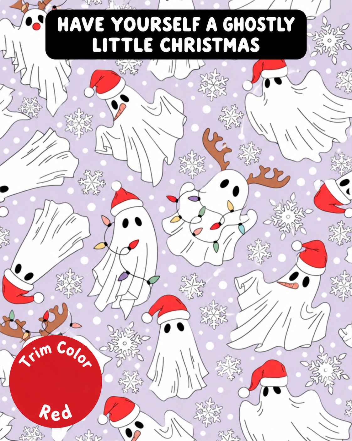 Have Yourself a Ghostly Little Christmas - Dog Pajama with Red Neck & Trim/Sleeves
