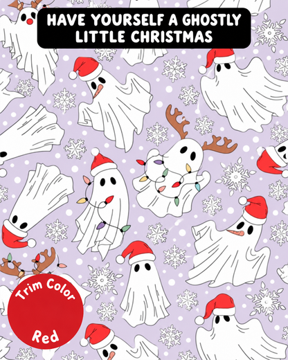 Have Yourself a Ghostly Little Christmas - Dog Pajama with Red Neck & Trim/Sleeves