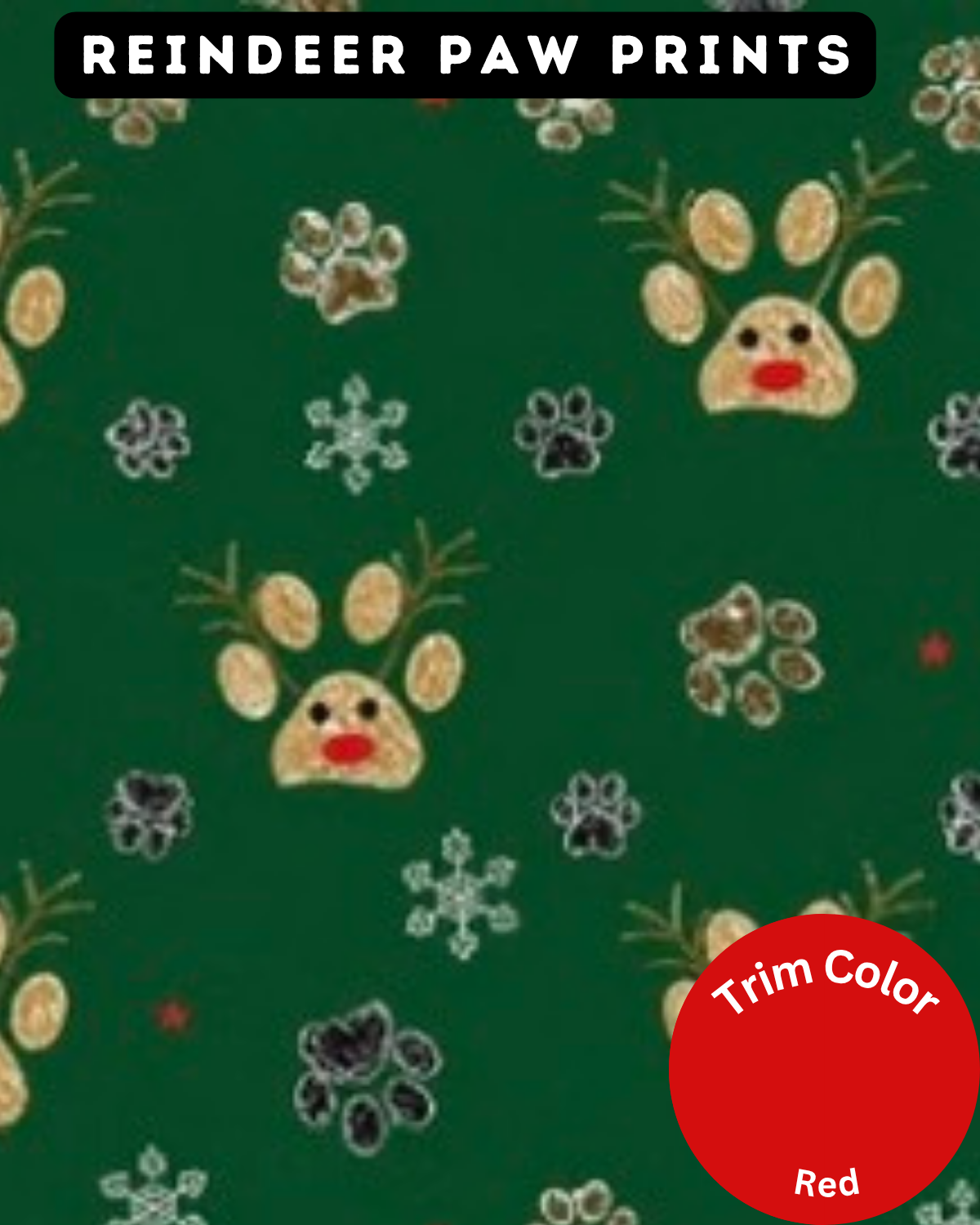 Reindeer Paw Prints - Dog Pajama with Red Neck & Trim/Sleeves