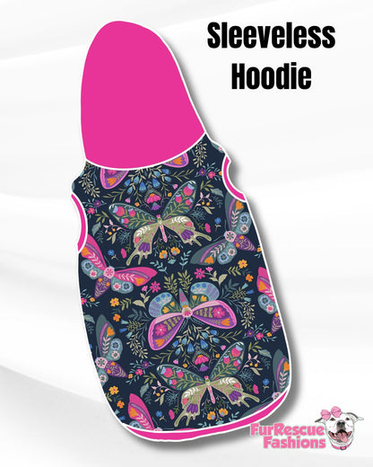 Butterfly Garden Pajama with Hot Pink  Neck & Trim/Sleeves