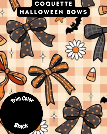 Coquette Halloween Bows - Dog Pajama with Black Neck & Trim/Sleeves