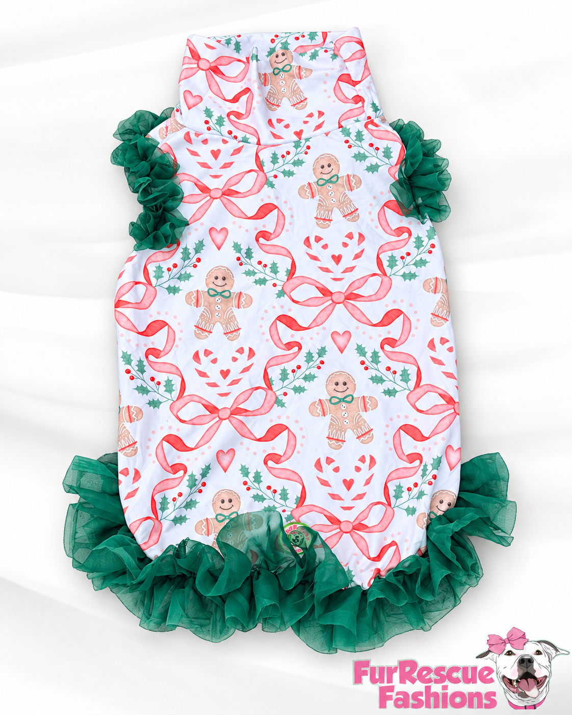 2026 Christmas Dog Shirt With Tulle Accent (Available in all patterns)
