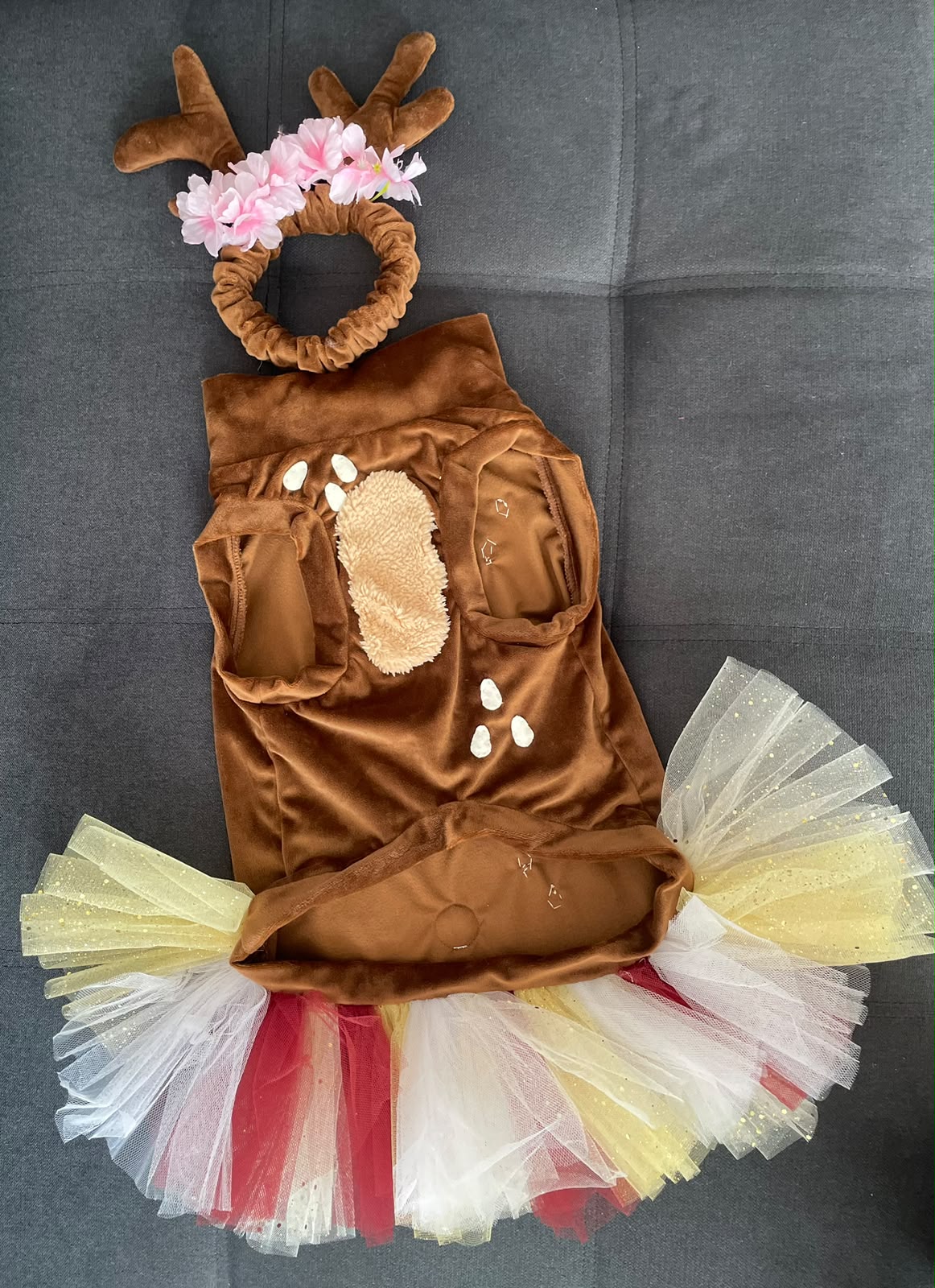 Woodland Reindeer Dog Tutu Dress & Antlers Headband